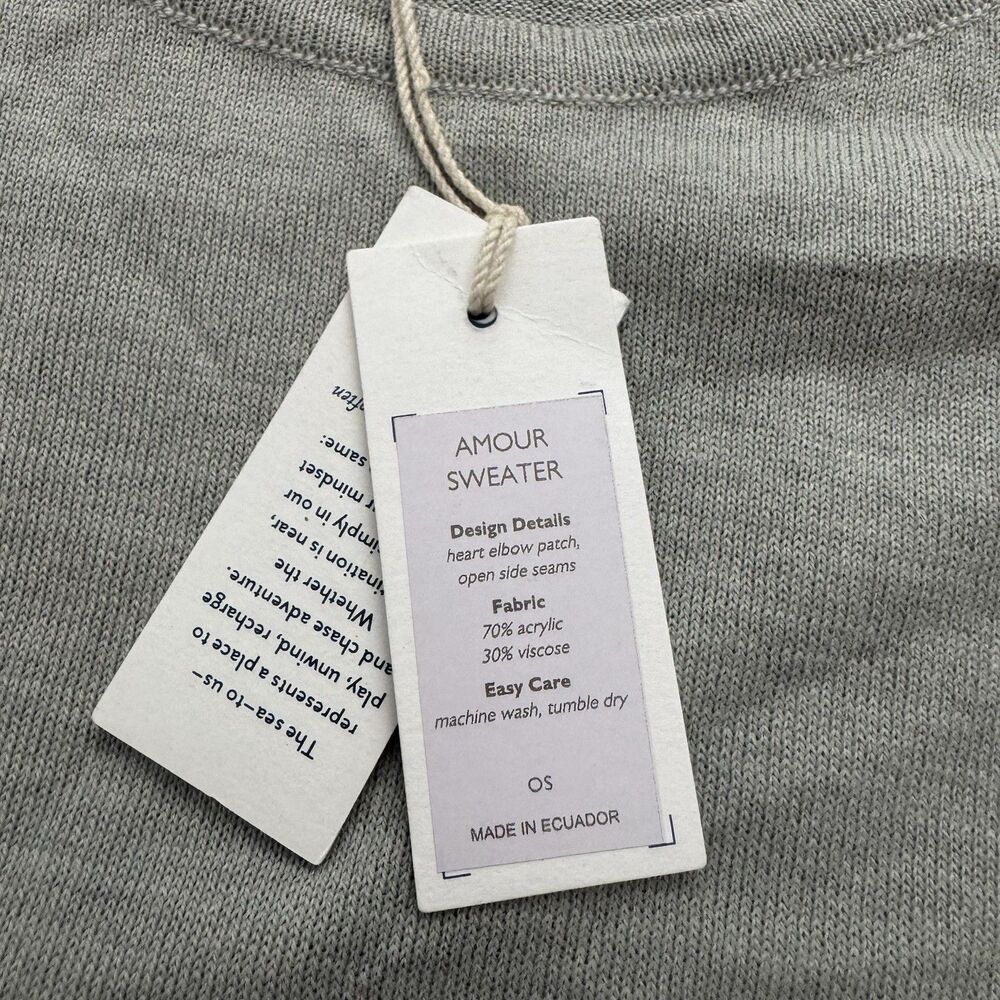 Women's Light Gray Heart Elbow-Patch Sweater - Picture 6 of 9